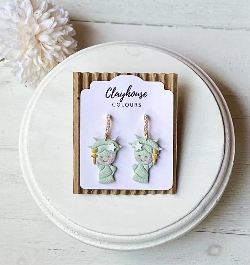 Fourth of July Handmade Earrings | Red White & Blue Earrings: Heart Flag