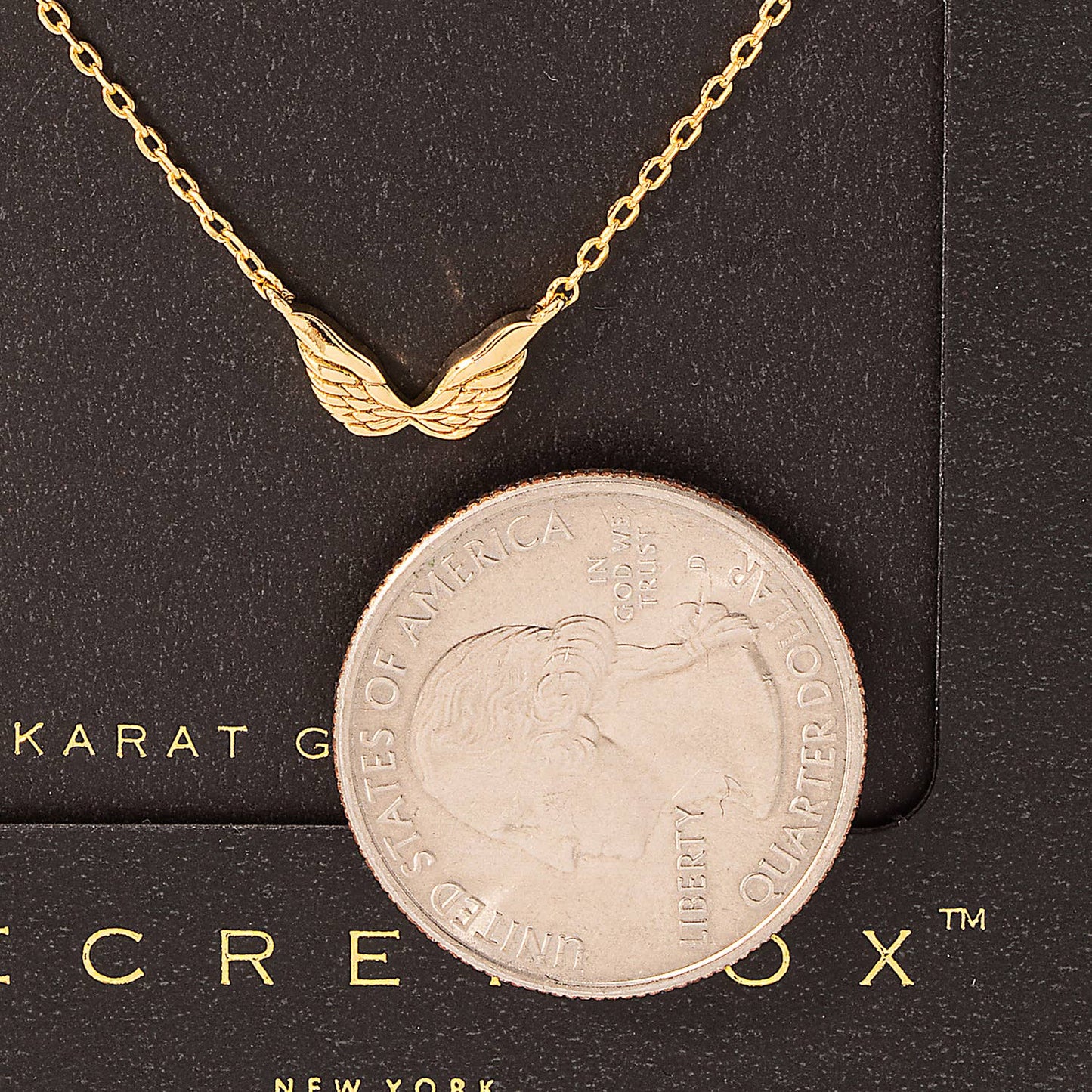 Secret Box Mini Angel Wings Charm Necklace: WG