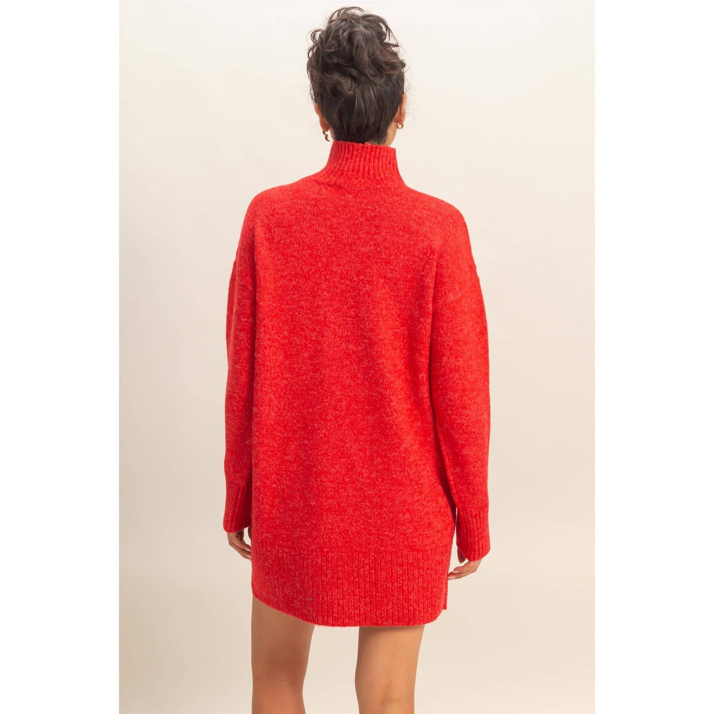 High Neck Sweater Mini Dress: BLACK / S-M-L(2-2-2)