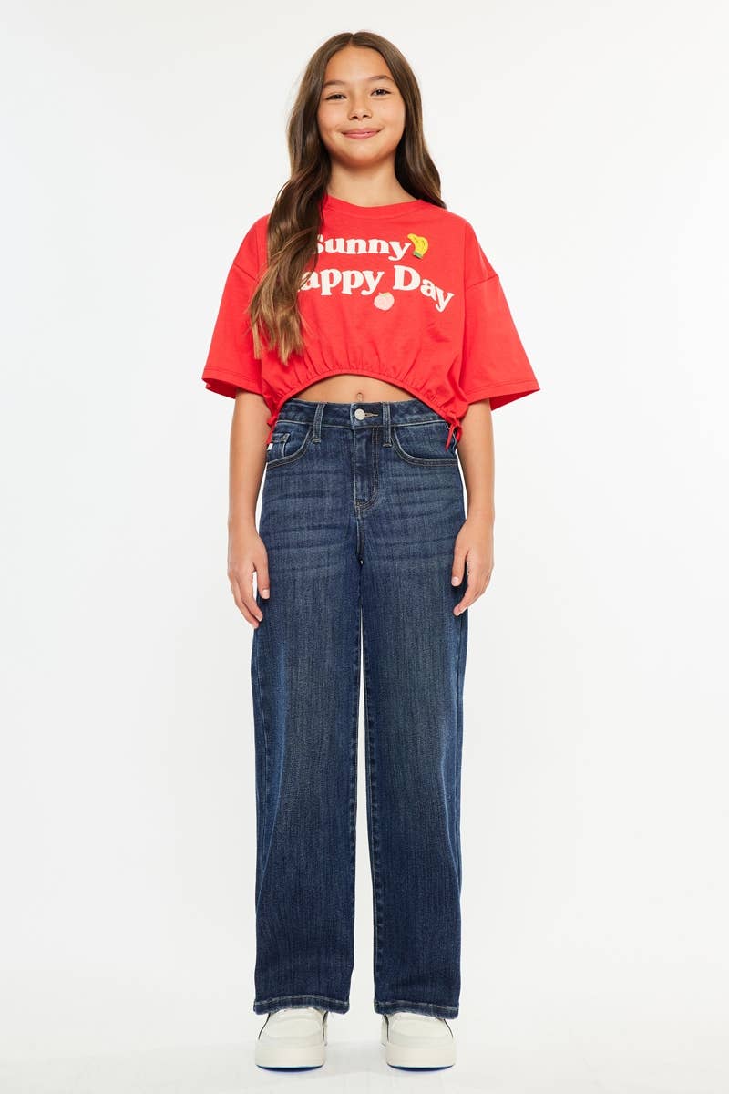 YOUTH OPEN PACK HIGH RISE WIDE LEG JEANS-YC20030D: DARK / 8