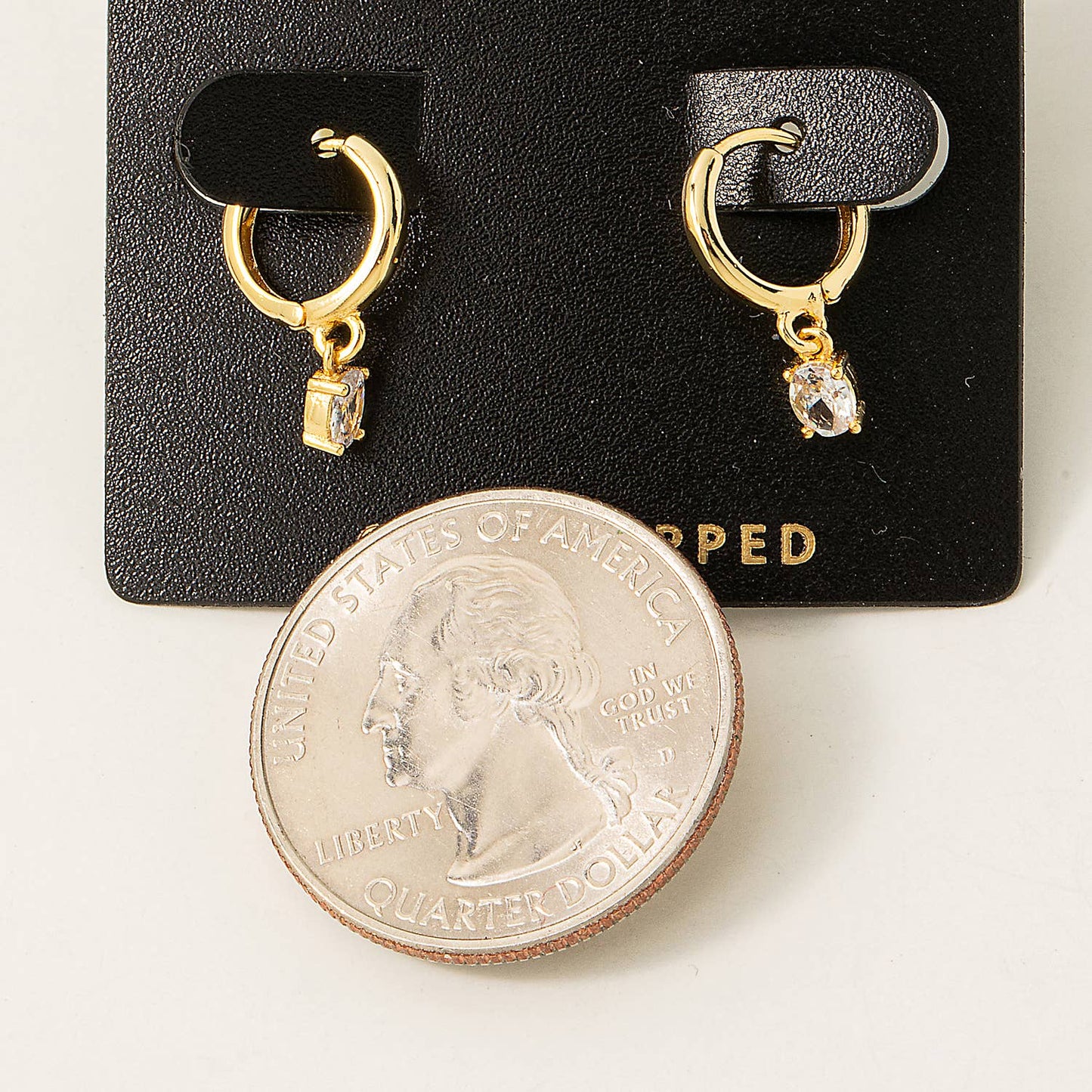 Gold Dipped Mini Rhinestone Huggie Earrings: S