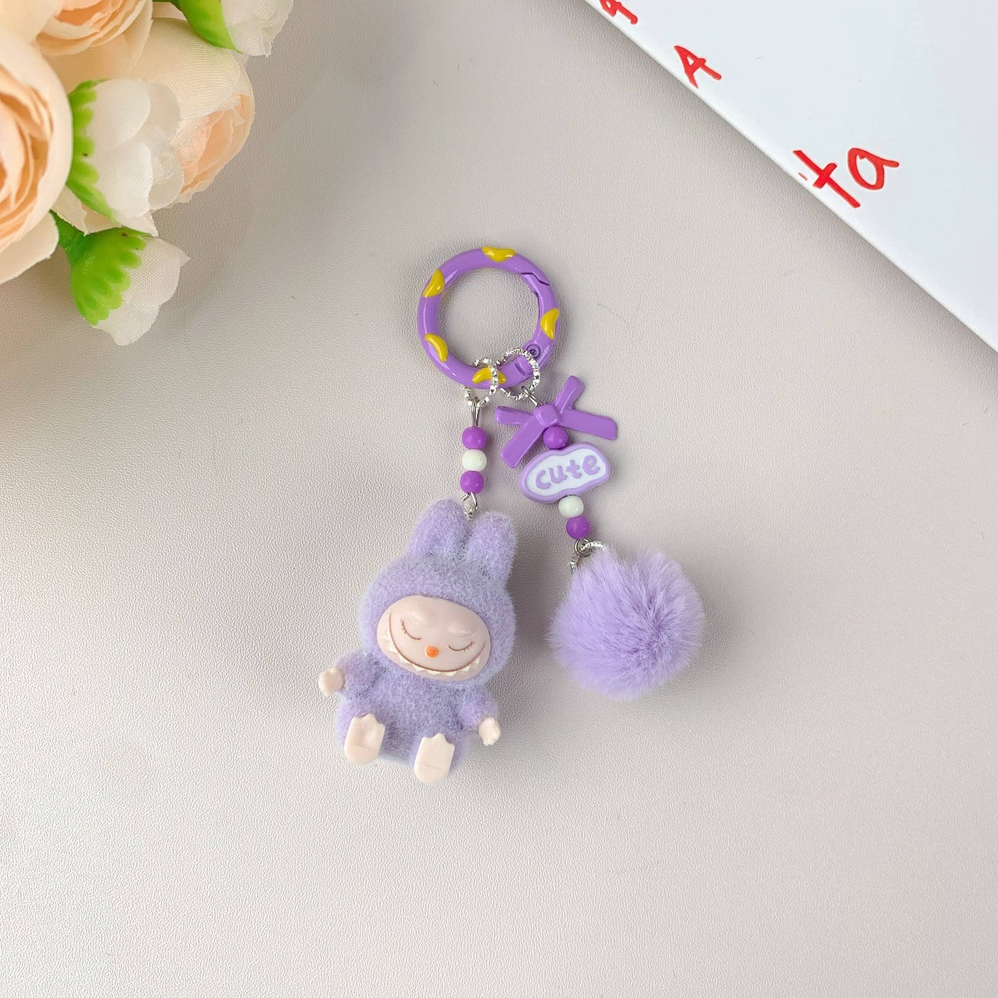 Labubu Hot-Selling Cute Keychain for Girls,Car Key Accessory: Purple