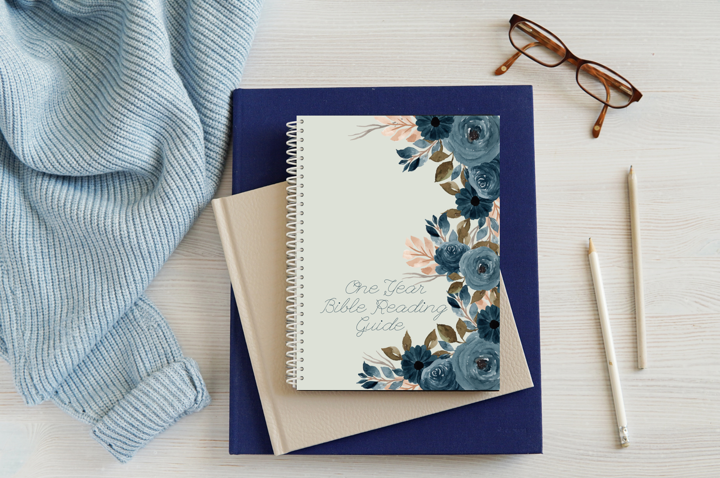 One Year Bible Reading Guide- Blue Floral