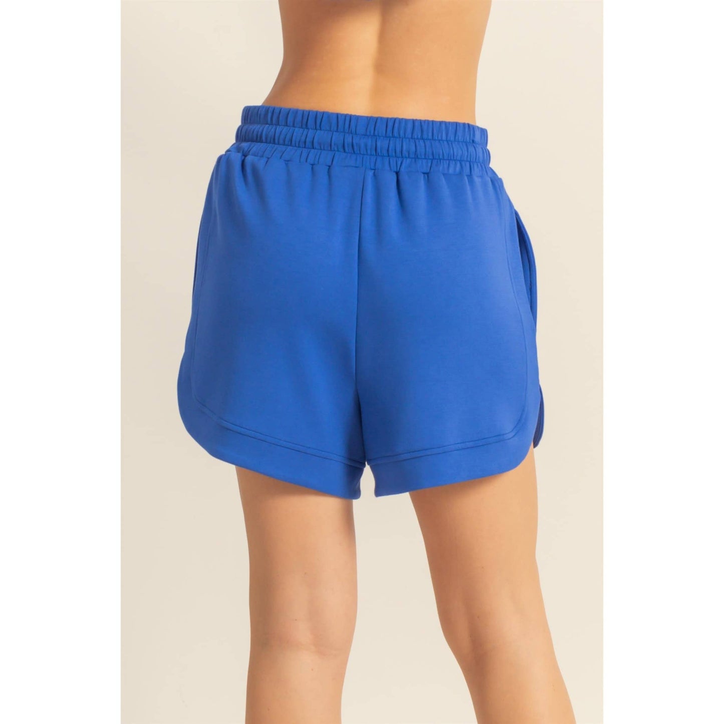 DZ25C563-Elasticized Waist Loose Sweat Shorts: BLACK / S-M-L(2-2-2)
