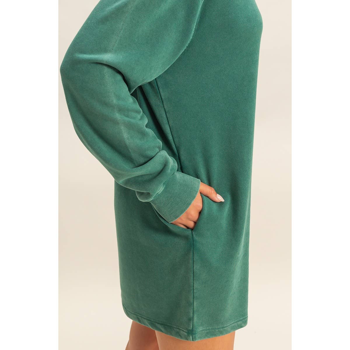 Mineral Washed Oversized Mini Sweatshirt Dress: CHESTNUT / S-M-L(2-2-2)
