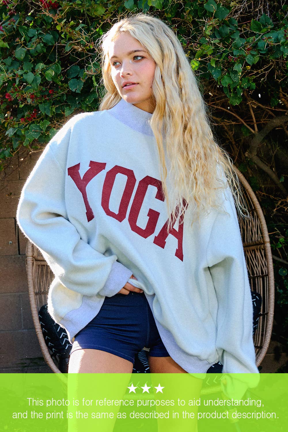 IT2594-INDIANA 'INDIANA & IN' Print Reversible Mockneck Swea: Heather grey / S/M-L/XL (3-3)