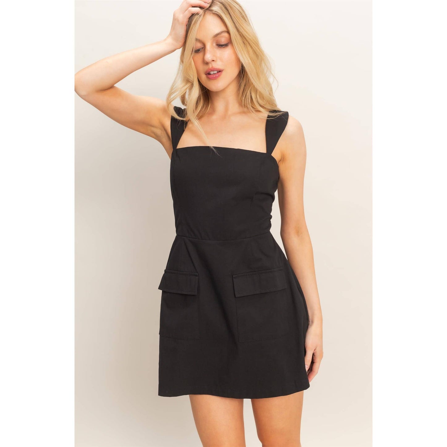 Square Neck Mini Dress: WHITE / S-M-L(2-2-2)