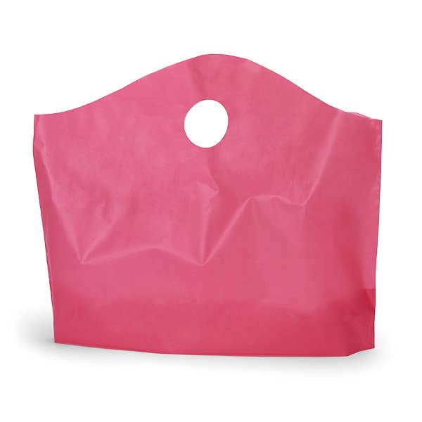 Wave Top Plastic Merchandise Bags: Blazing Pink / Medium 18x15x6"