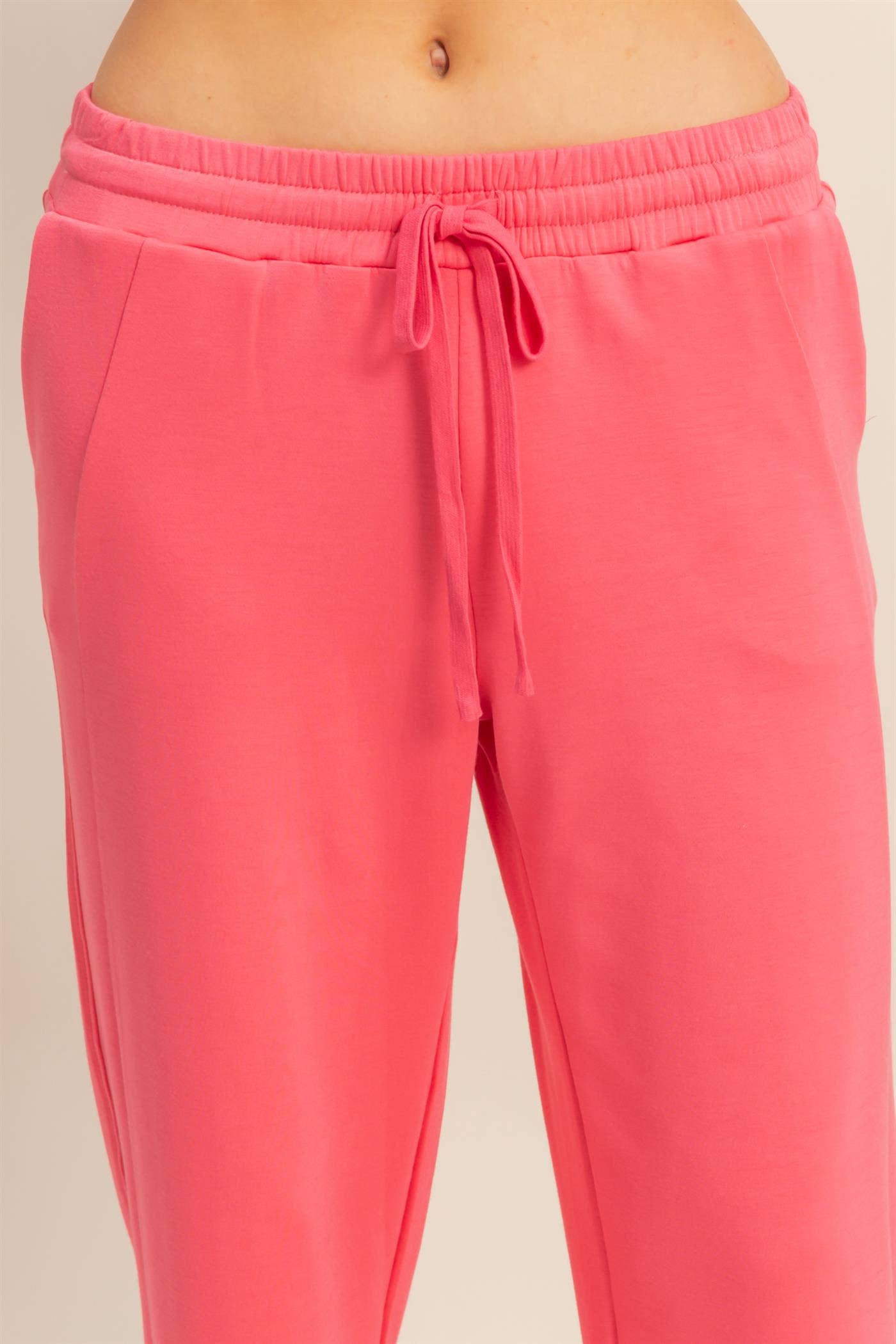 Scuba High-Waist Wide-Leg Drawstring Sweatpants: DEEP GREEN / S-M-L(2-2-2)