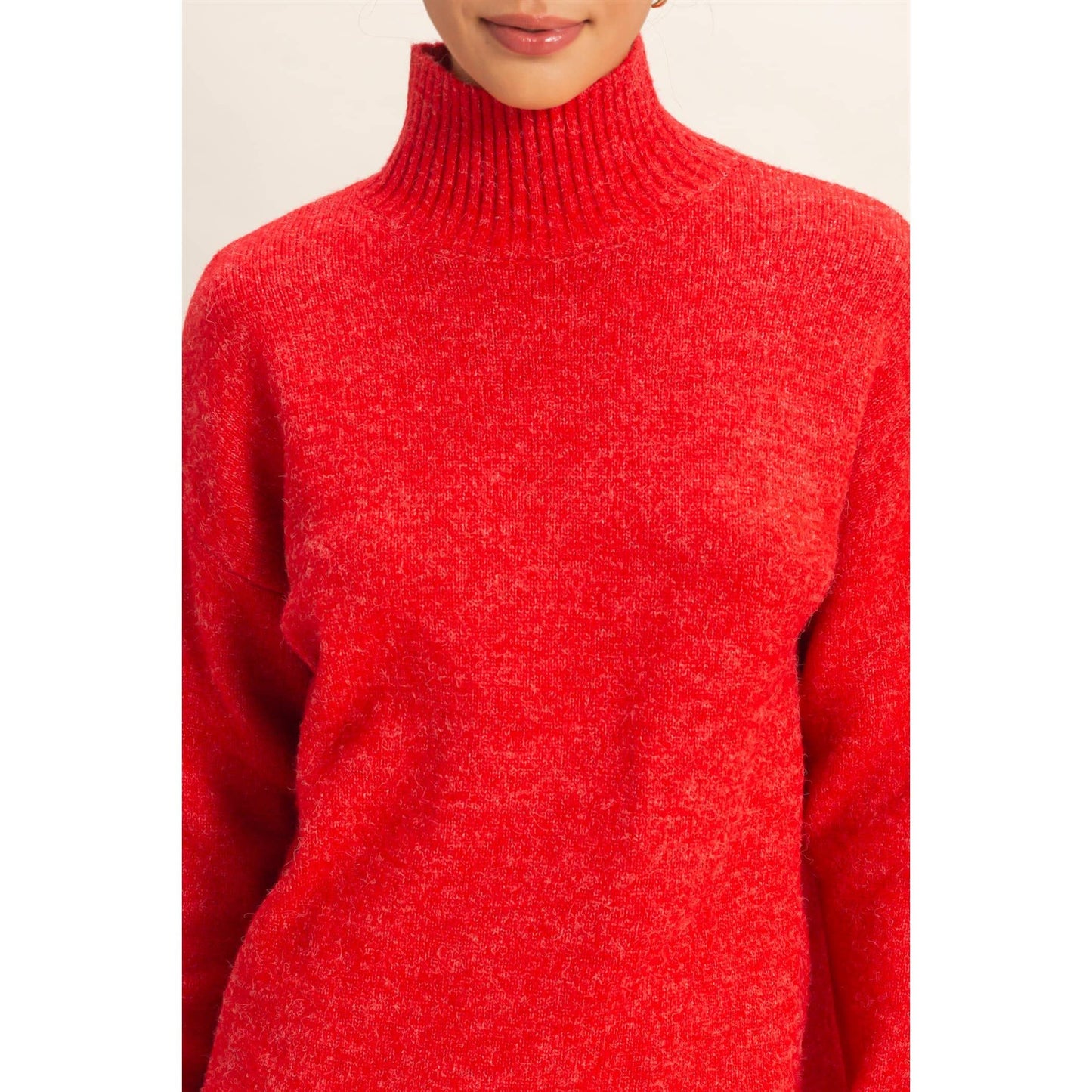 High Neck Sweater Mini Dress: BLACK / S-M-L(2-2-2)