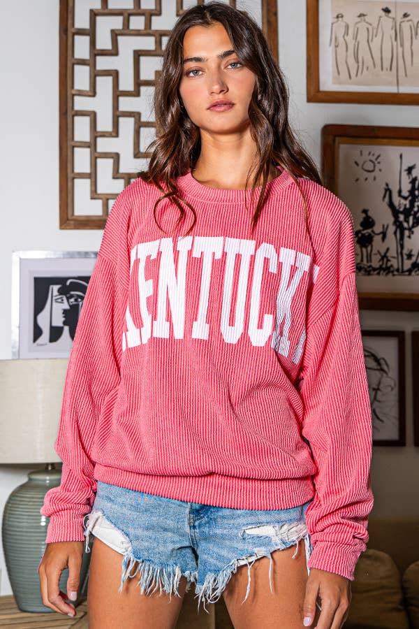 T1770M 'KENTUCKY' Comfy Oversize Graphic Sweatshirt, Gameday: ROYAL BLUE / S-M-L (2-2-2)