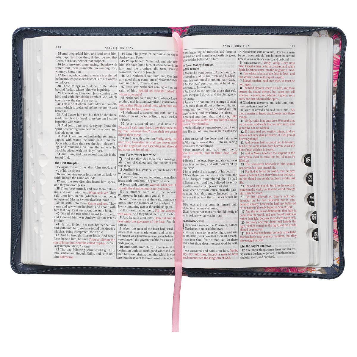 Floral Blue Faux Leather King James Version Deluxe Gift Bibl