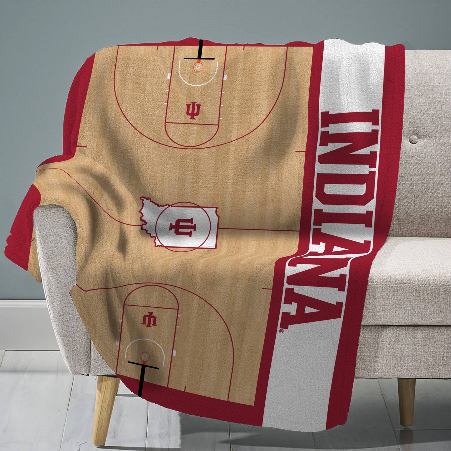 Sleep Squad Indiana Hoosiers Basketball Court 60x80” Blanket