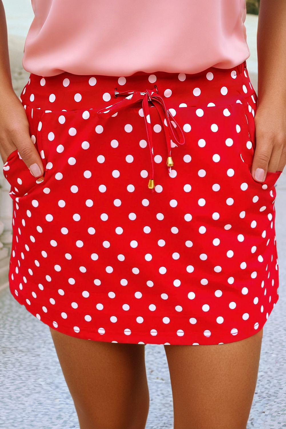 LDC Polka Dot High Waist Shift Short Skort: Black / L