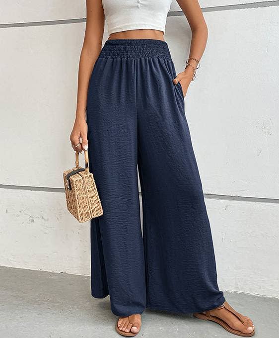 Simple Flared Wide-Leg Pants: Black / S