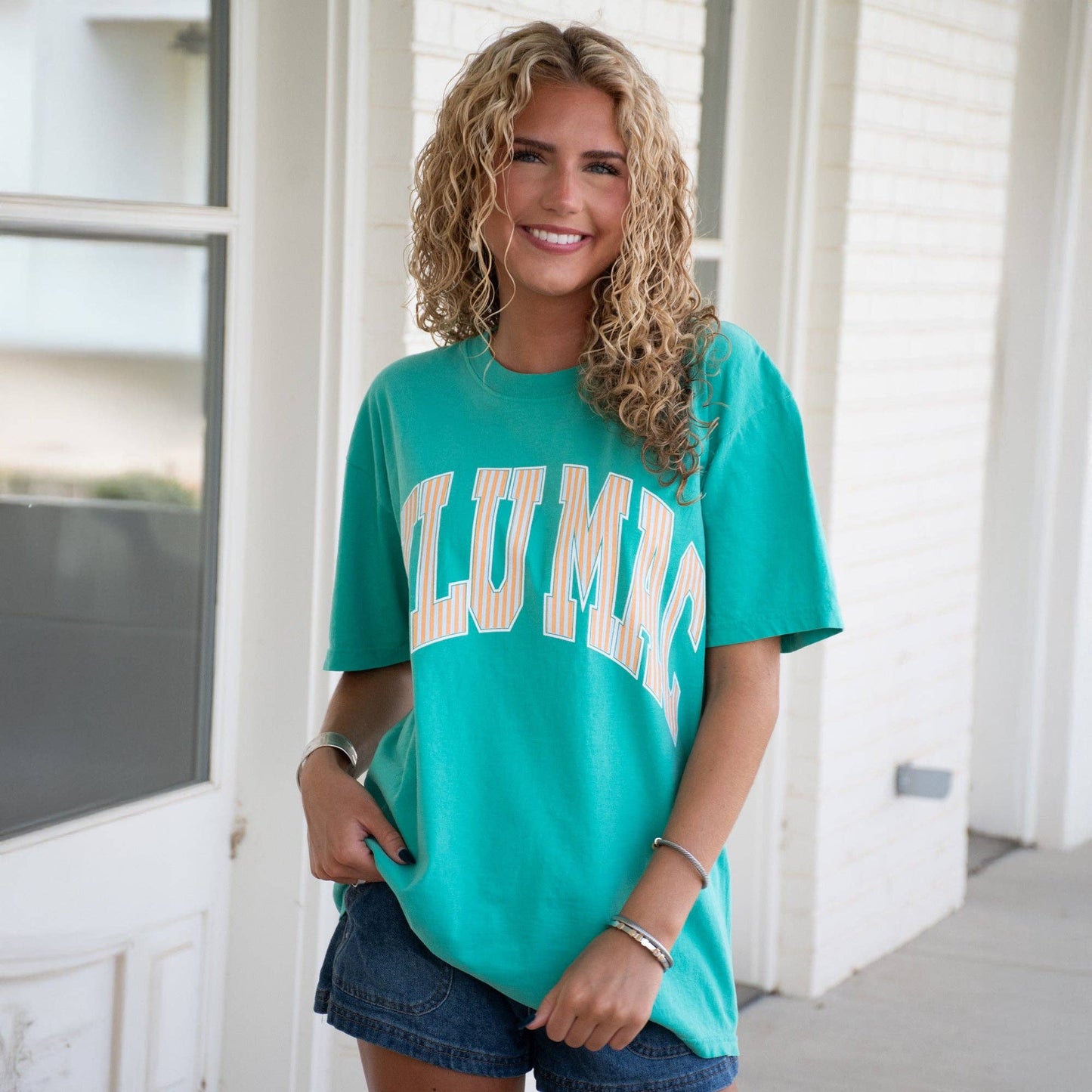 LM-STR-1000 Stripe Adult Cream Sickle Sky/Island Green Comfort Colors Tee: Cream Sickle Sky/Island Green / Medium