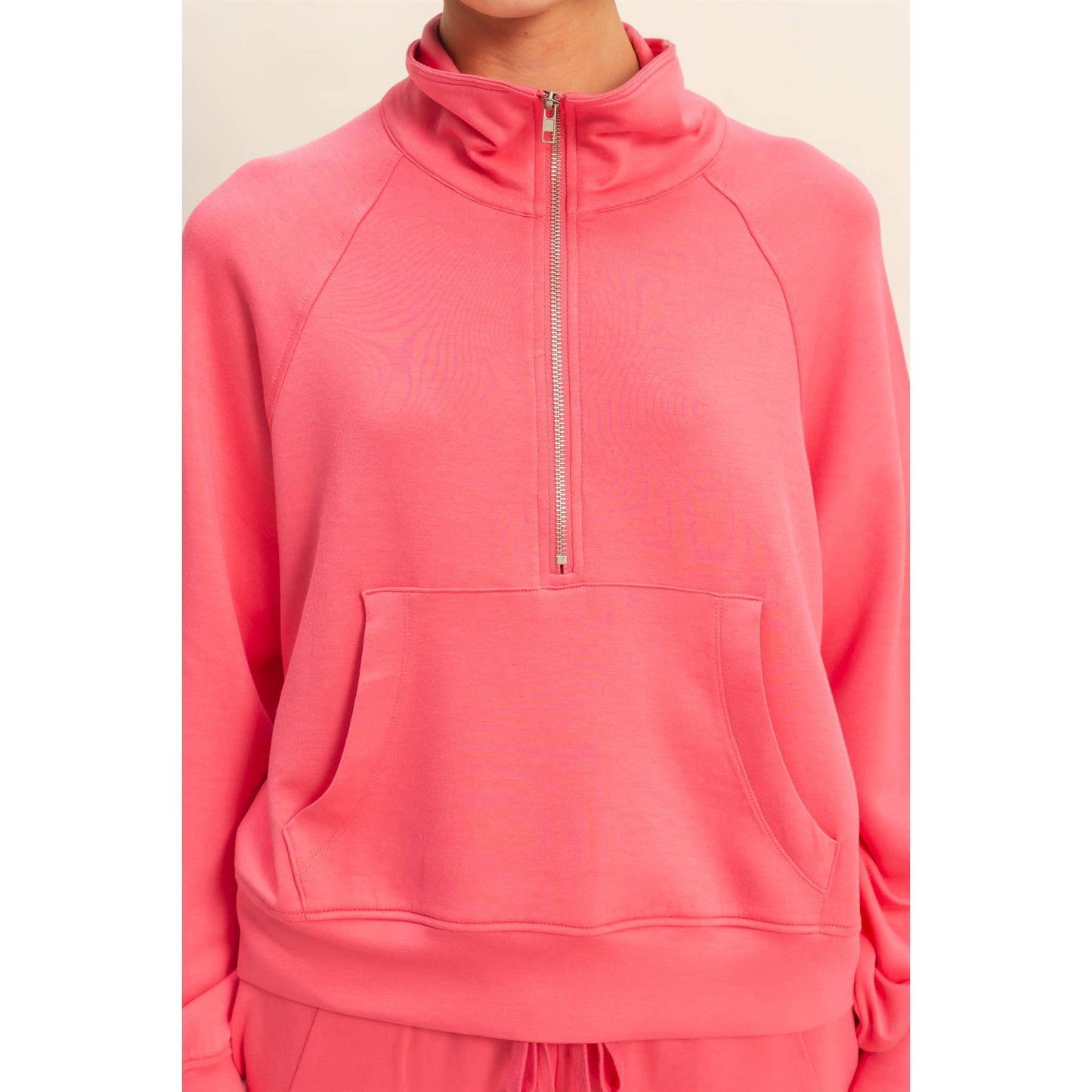 Scuba Half Zip-Up High Neck Collar Sweatshirt: BLACK / S-M-L(2-2-2)