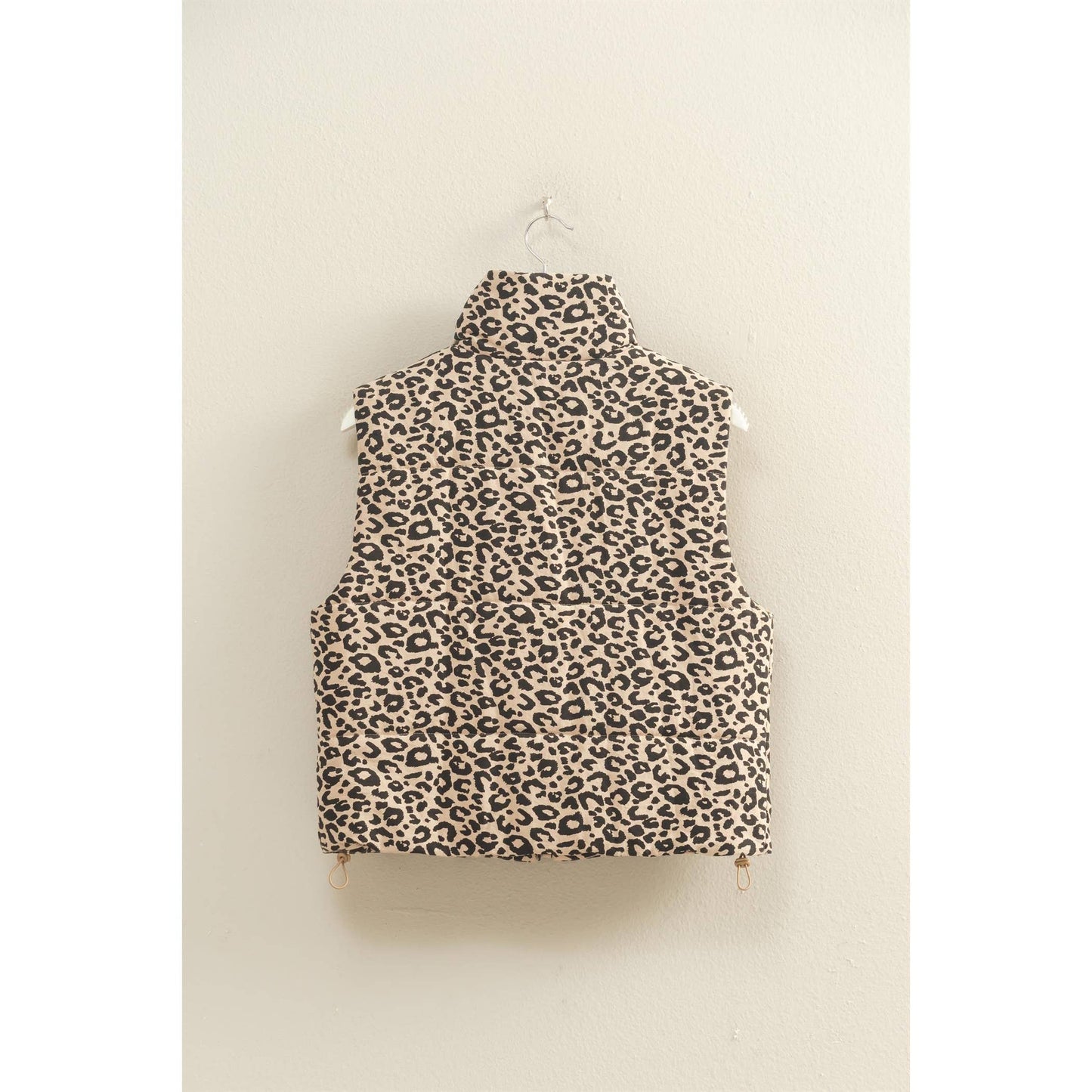 Leopard Print Puffer Vest: BLACK / S-M-L(2-2-2)