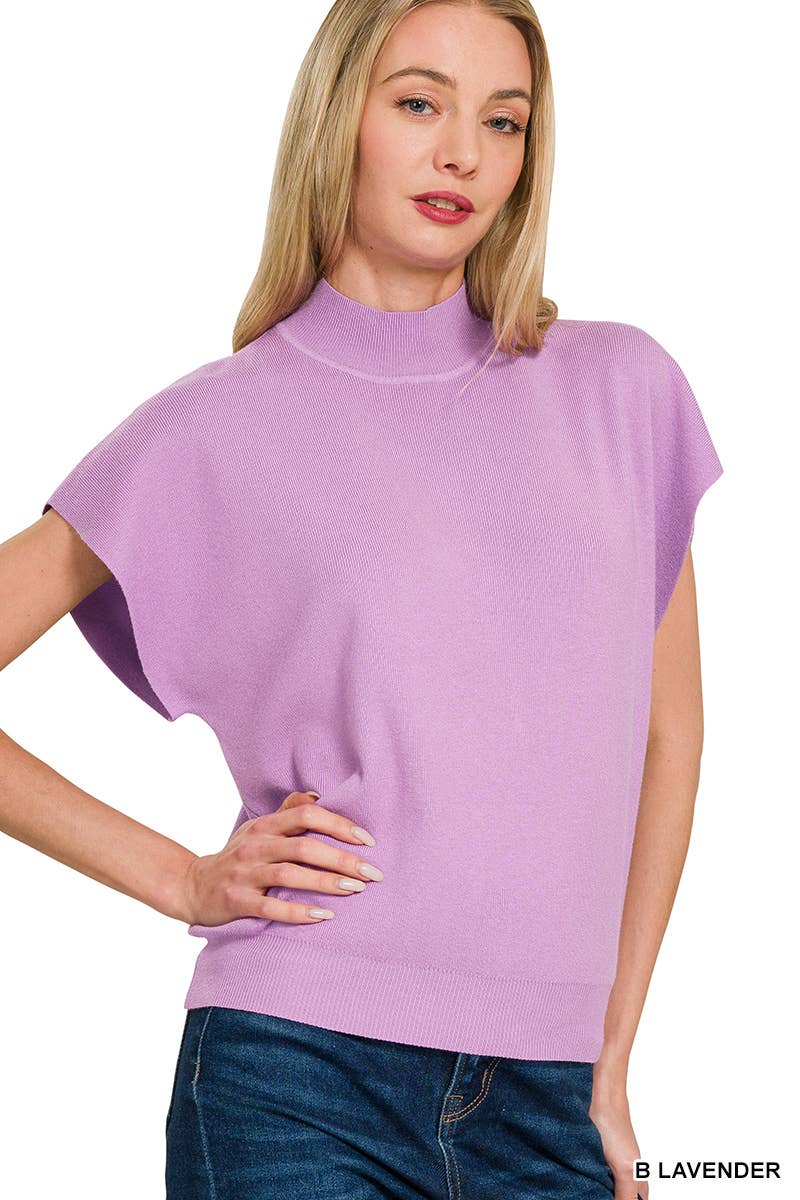 Mock Neck Short Dolman Sleeve Sweater: H DEEP CAMEL / 2-2-2 (S-M-L)