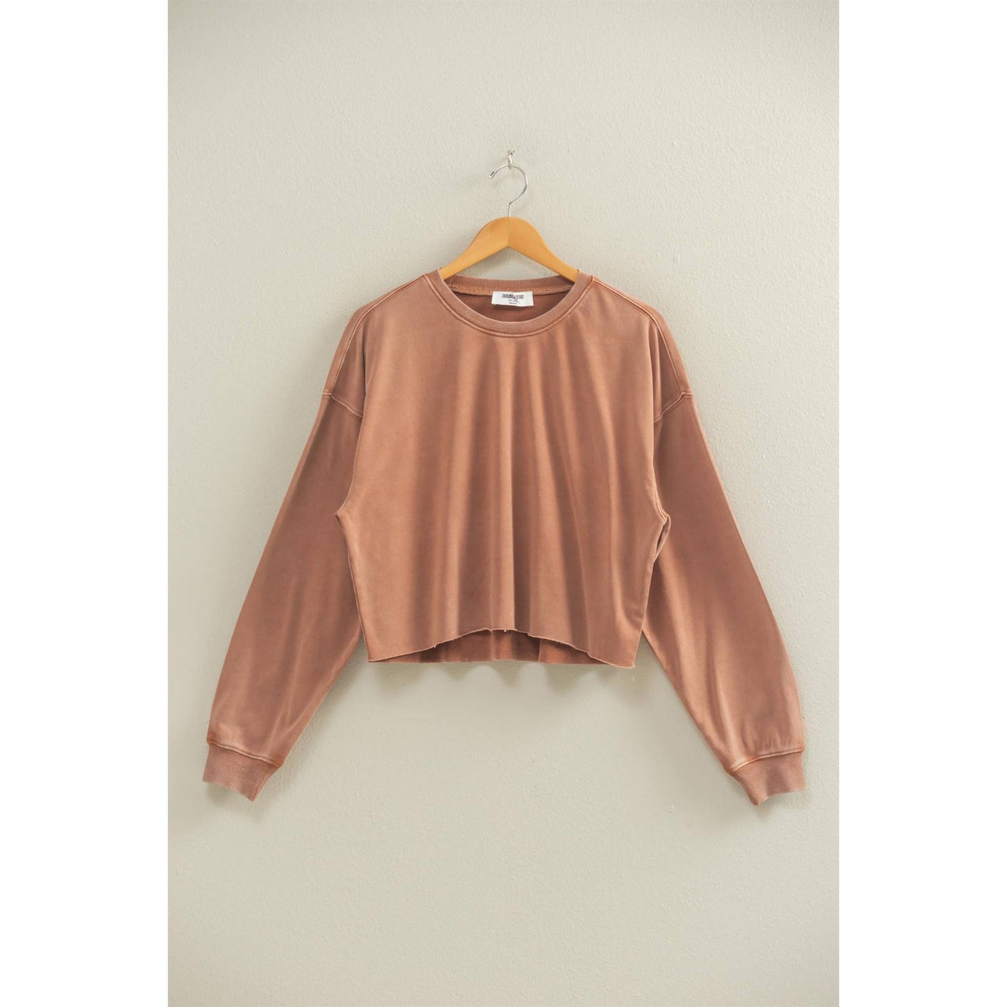 Cropped Crewneck Sweatshirt With Oversized Sleeves: TAFFY PINK / S-M-L(2-2-2)