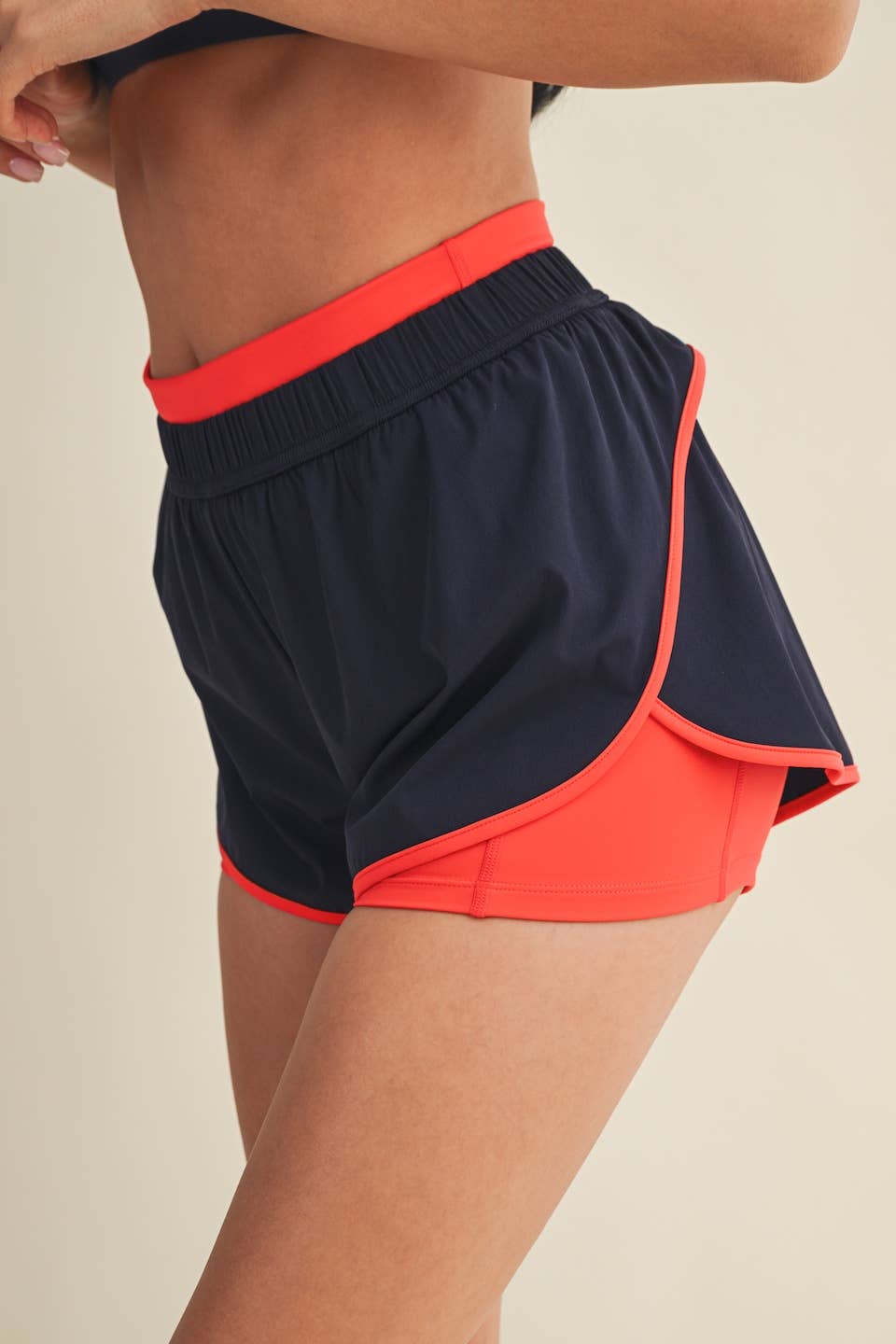 Double Layer Nylon Shorts: Pink / M