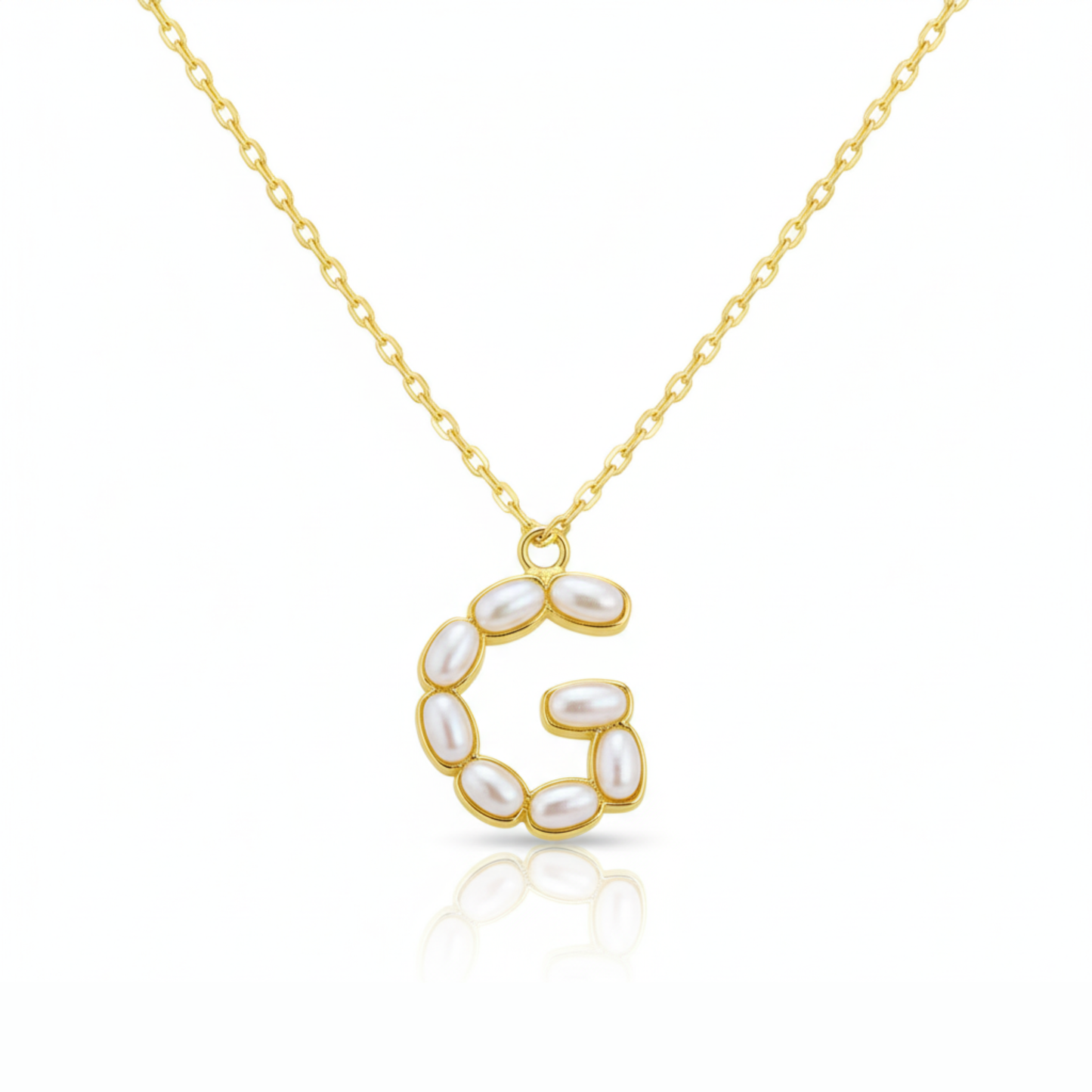 Pearl Mosaic Initial Pendant Necklace: D