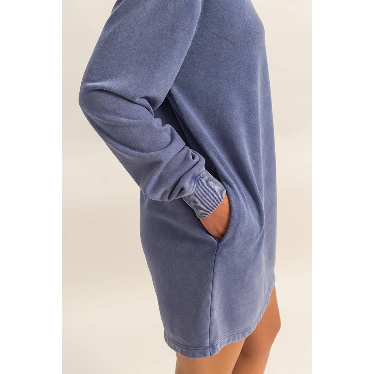 Mineral Washed Oversized Mini Sweatshirt Dress: CHESTNUT / S-M-L(2-2-2)