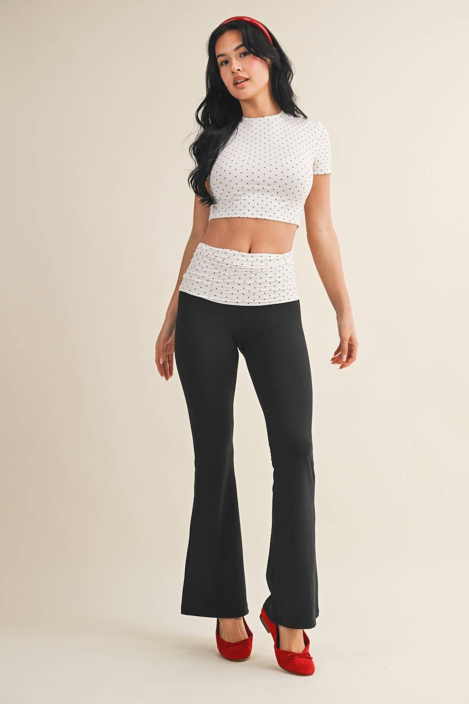 Polka Dot Soft Knit Jersey Crewneck Tee: Pink Polka Dot / M
