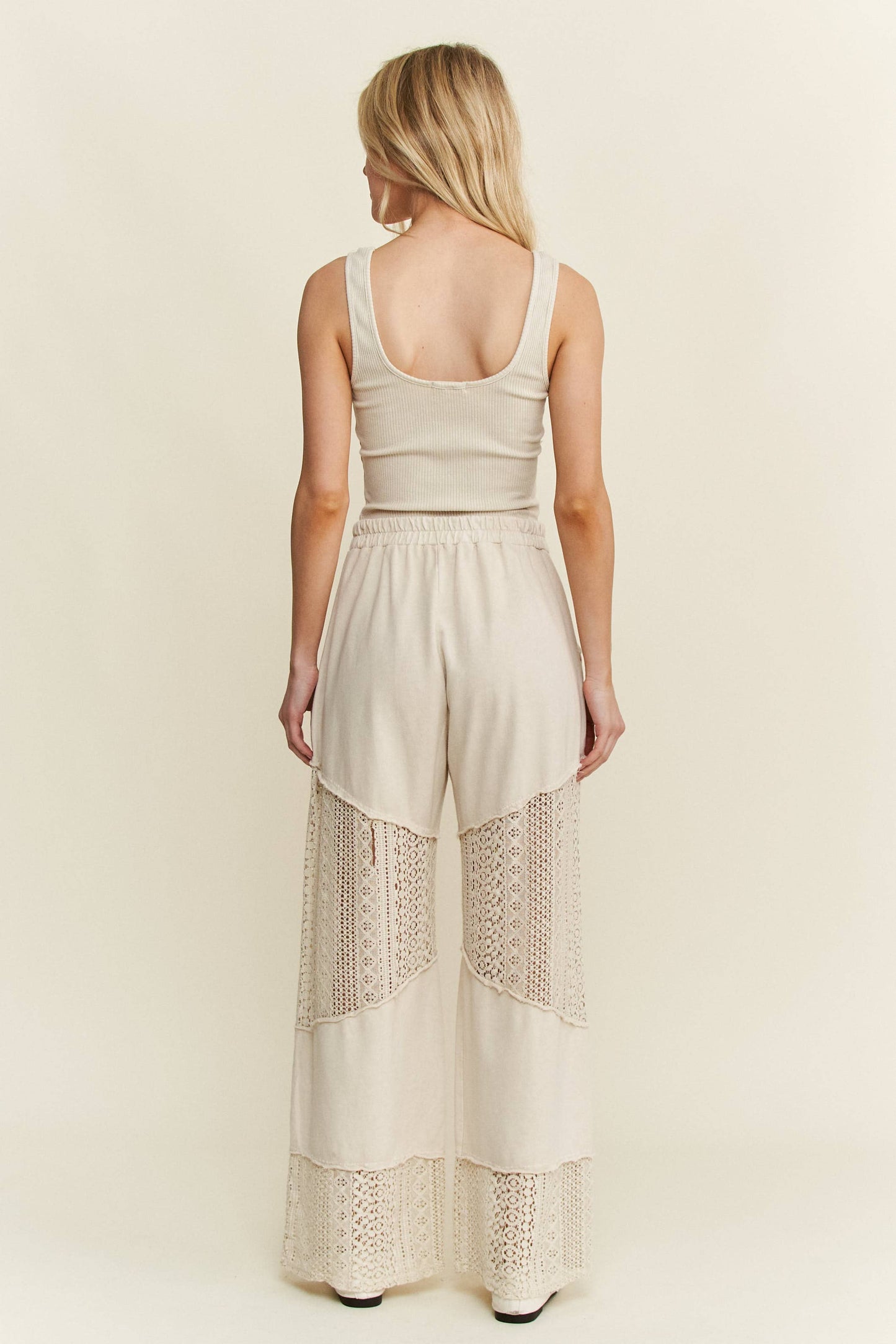 Mineral Washed Lace See through Breezy pants HP6335.: Cobalt / S-M-L / 2-2-2