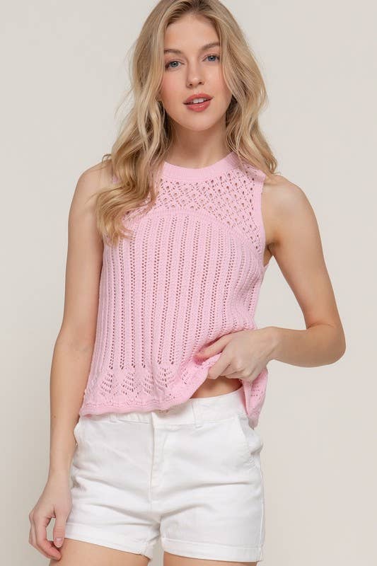 Sleeveless Crochet Spring Sweater: BLACK / 2-2-2 (S-M-L)