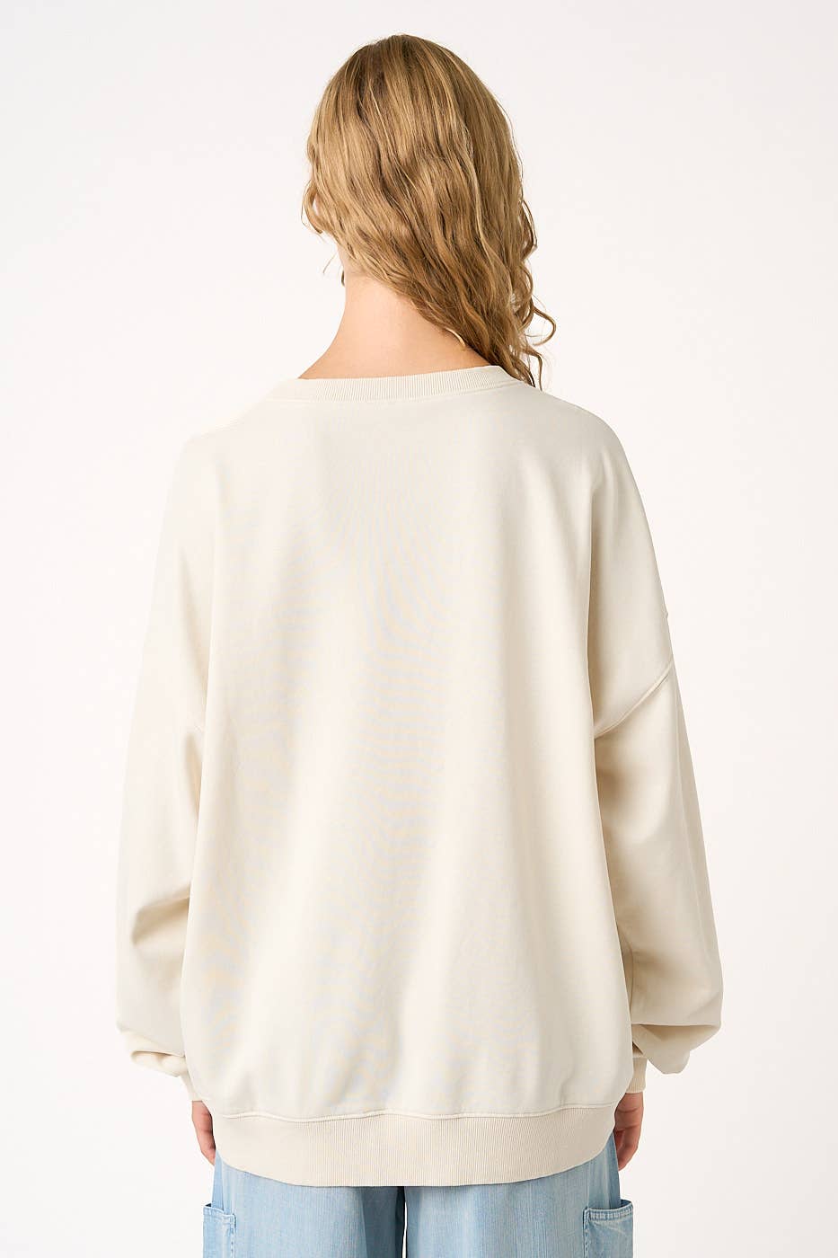 JESUS SAVES PATCHWORK CREW NECK SWEATSHIRT: ICY PINK / S-M-L(2-2-2)