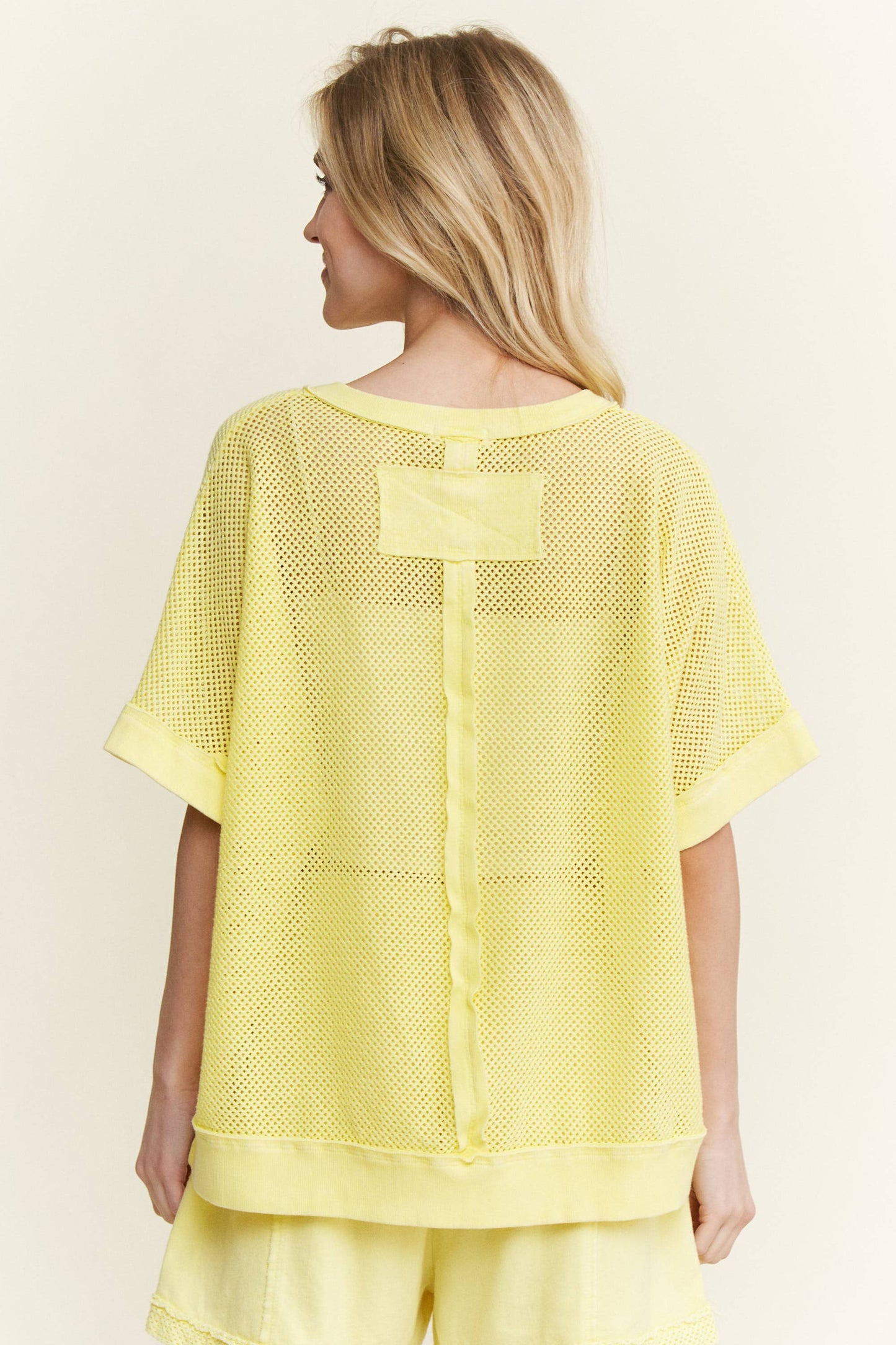 MineralWashed Star patched Mesh Knit Vest top HT6385: Hot Pink / S-M- L / 2-2-2