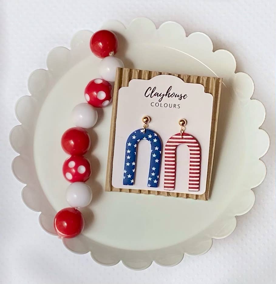 Red, White & Blue Clay Earrings: Star Studs