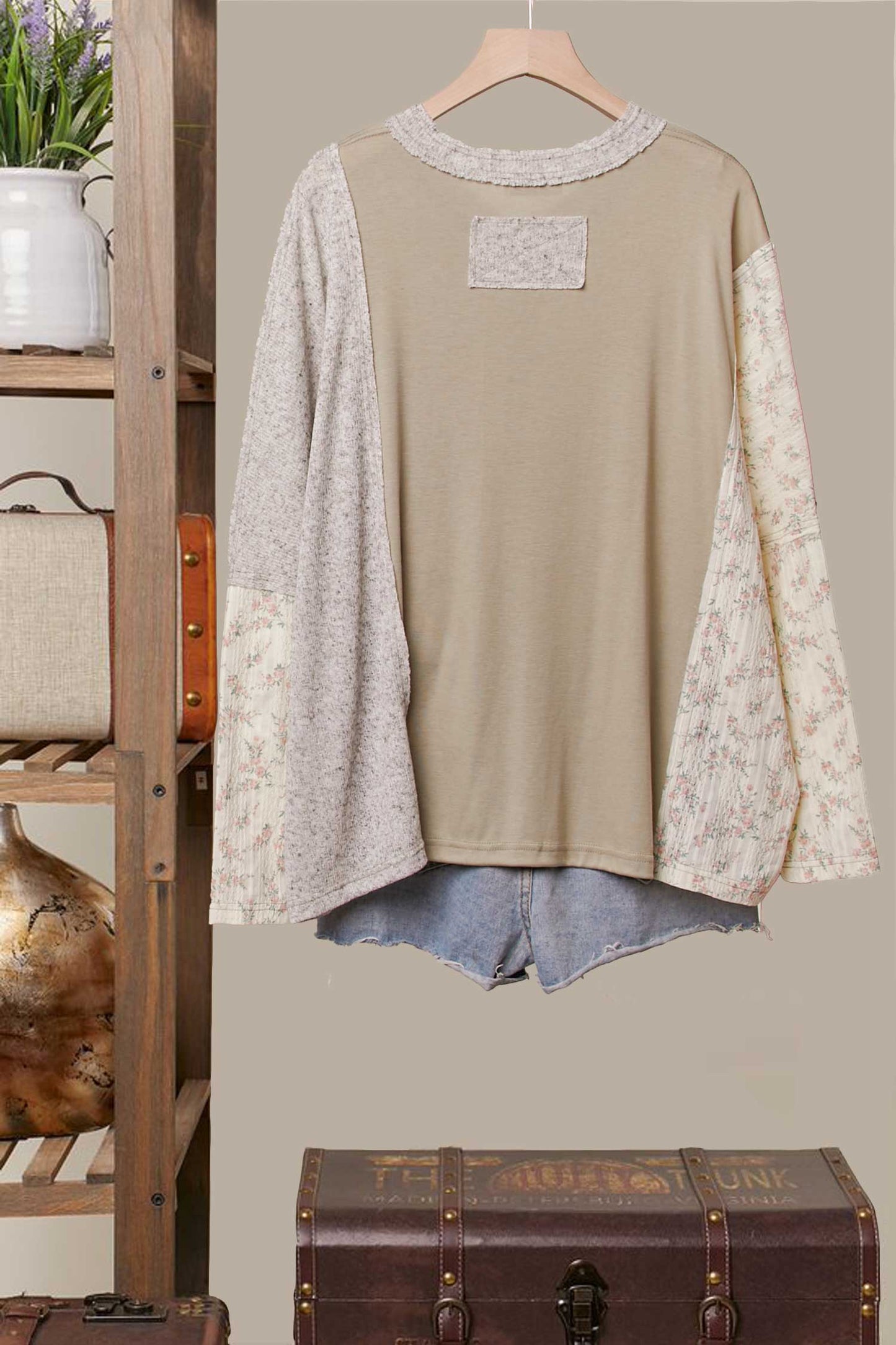 Vintage Patchwork Pullover Top: Multi / S