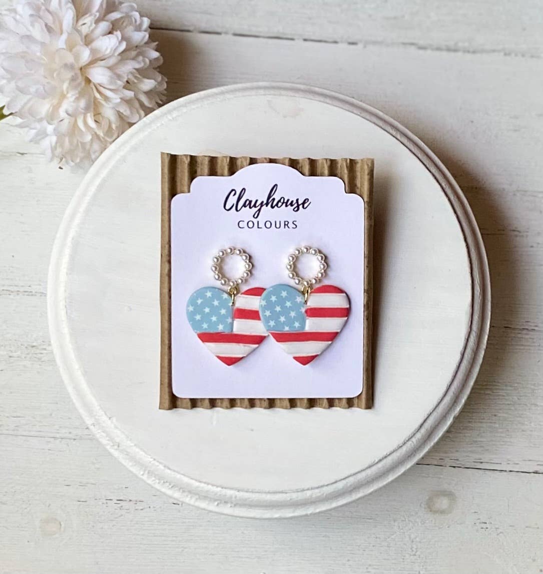 Fourth of July Handmade Earrings | Red White & Blue Earrings: Medium Stars & Stripes