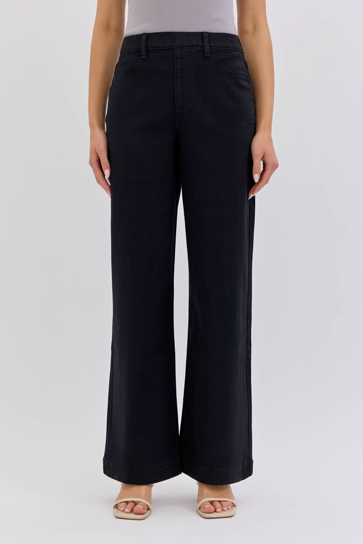 High Rise Pull On Wide Leg [Ab99878BLK]: XL