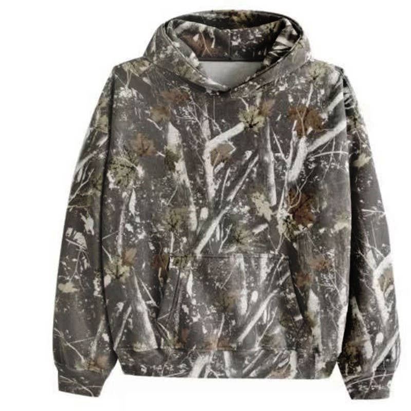 Trendy Viral Forest Camo print oversized hoodie: White / XL