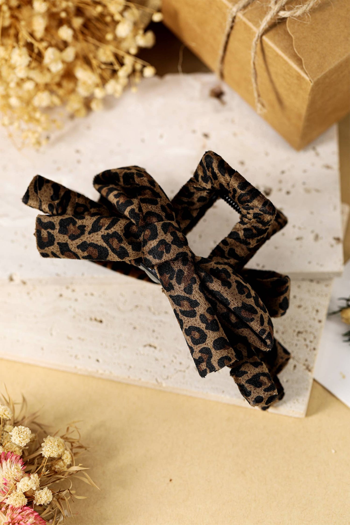 LDC Leopard Cloth Wrap Durable Plastic Hair Claw Clip: Chestnut / ONE SIZE