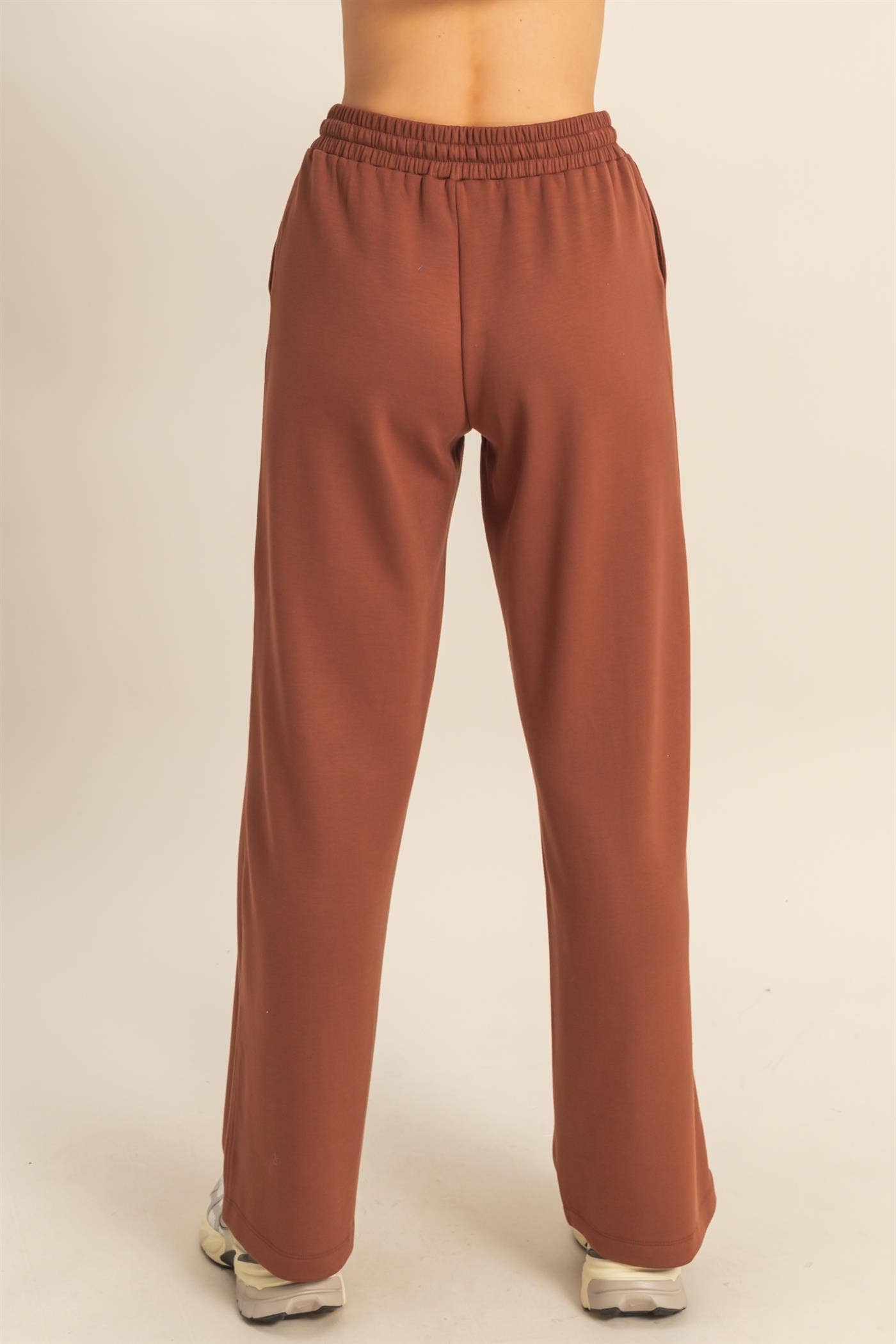 Scuba High-Waist Wide-Leg Drawstring Sweatpants: DEEP GREEN / S-M-L(2-2-2)
