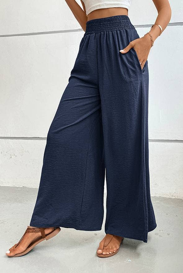 Simple Flared Wide-Leg Pants: Black / M