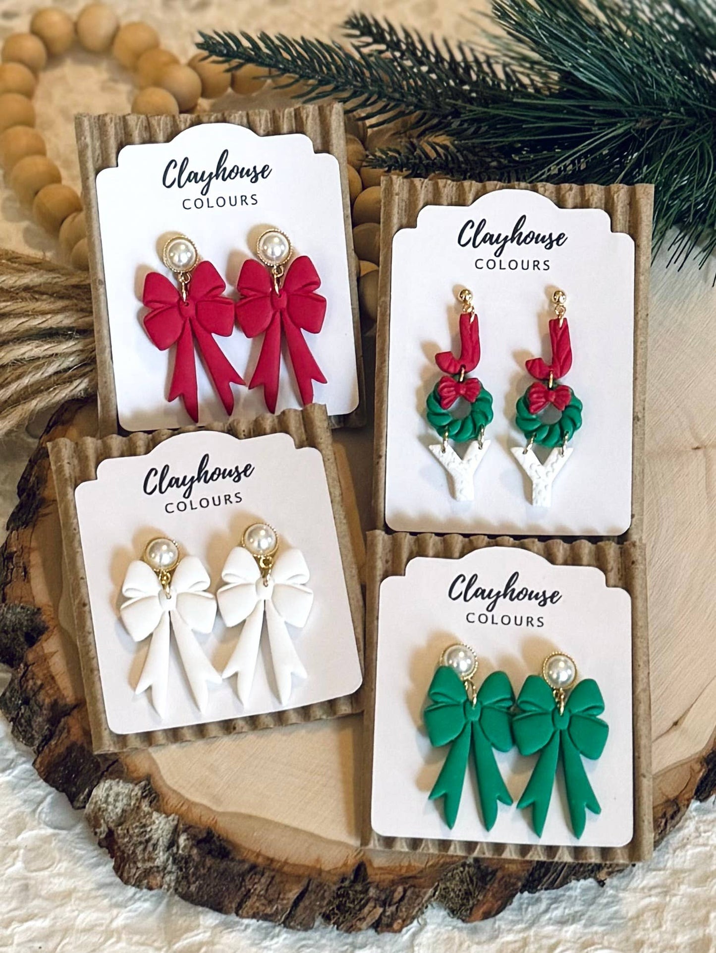Holiday  Earrings  : Red Bows