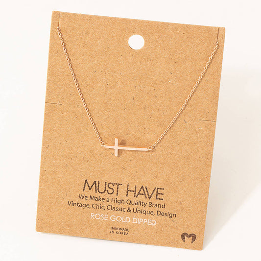 Side Cross Pendant Necklace: R