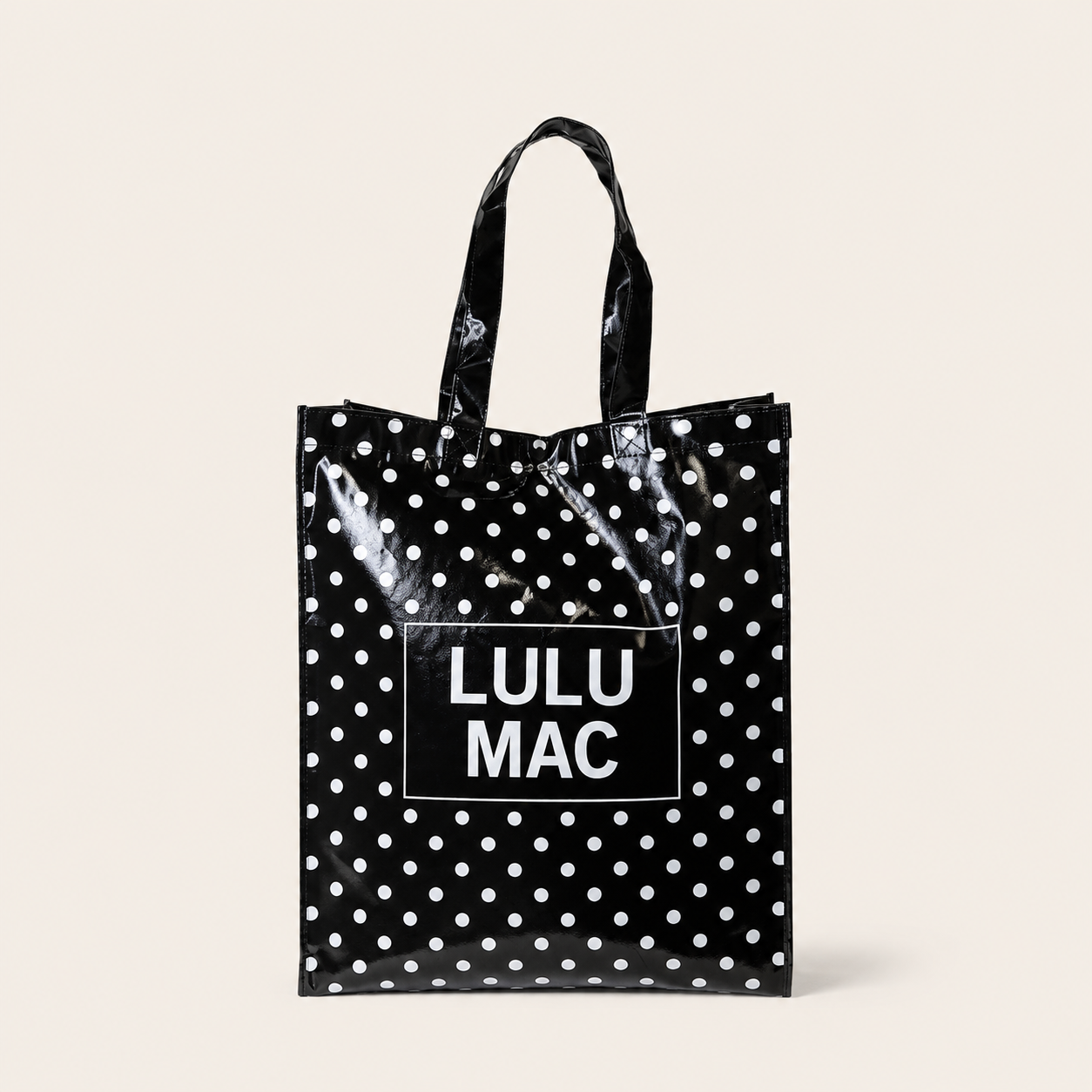 LM-BG-1004 REUSABLE TOTE-BLACK WHITE DOTS