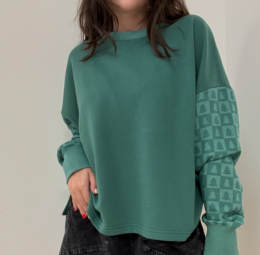 Day Off Sweatshirt - Holiday Tree (Tonal Green Tree): 2XL
