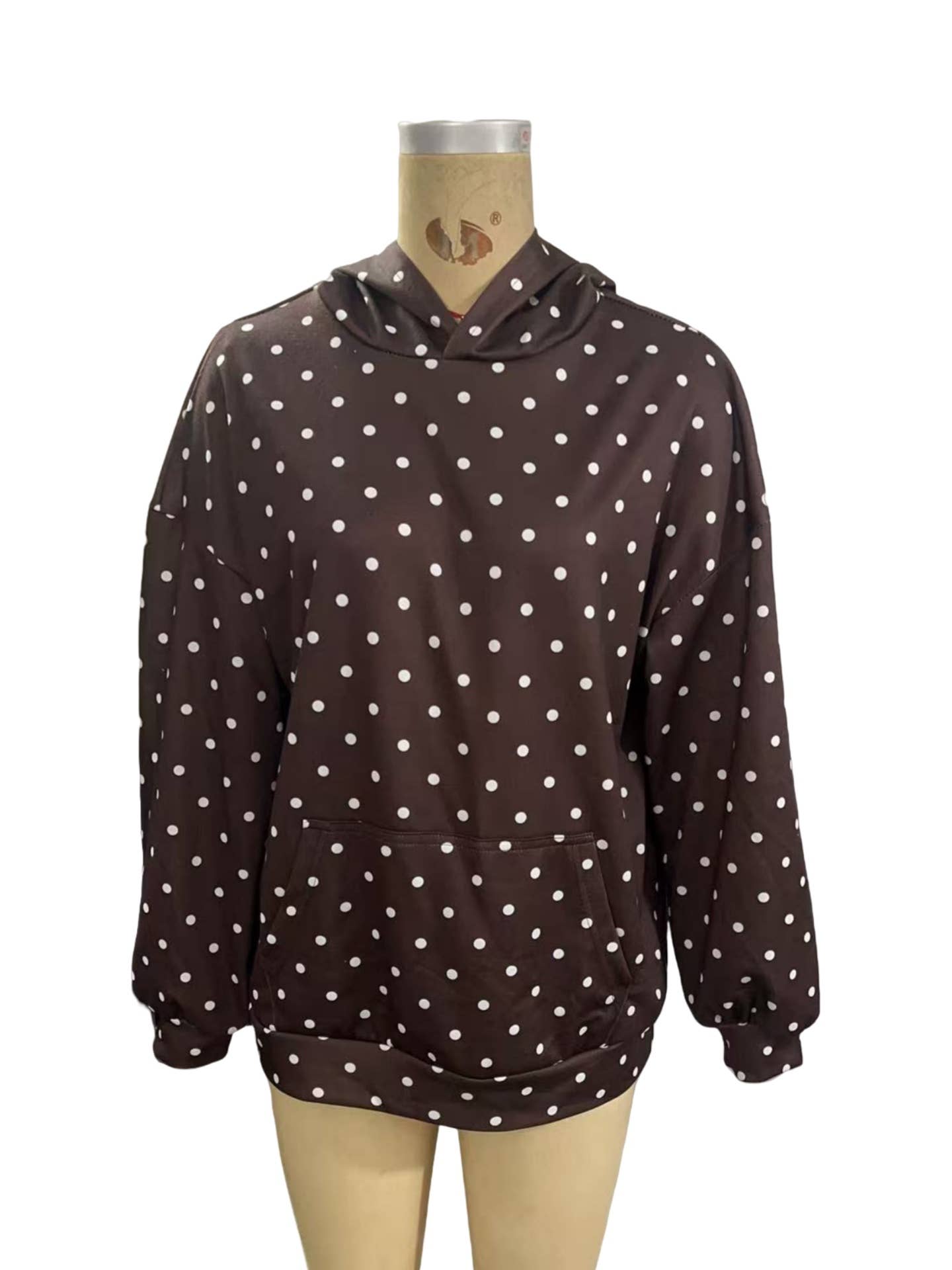 Oversized Polka dot print hoodie: Black / M