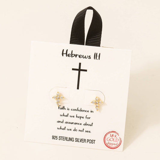 Gold Dipped Studded Cross Earrings: G