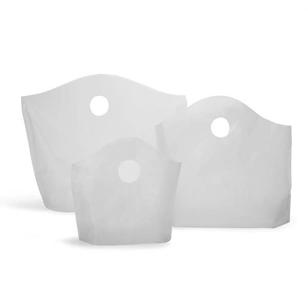Wave Top Plastic Merchandise Bags: Blazing Pink / Medium 18x15x6"