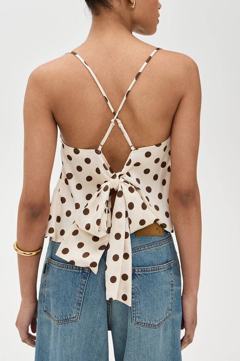 Polka Dot Cami Top: BEIGE / M