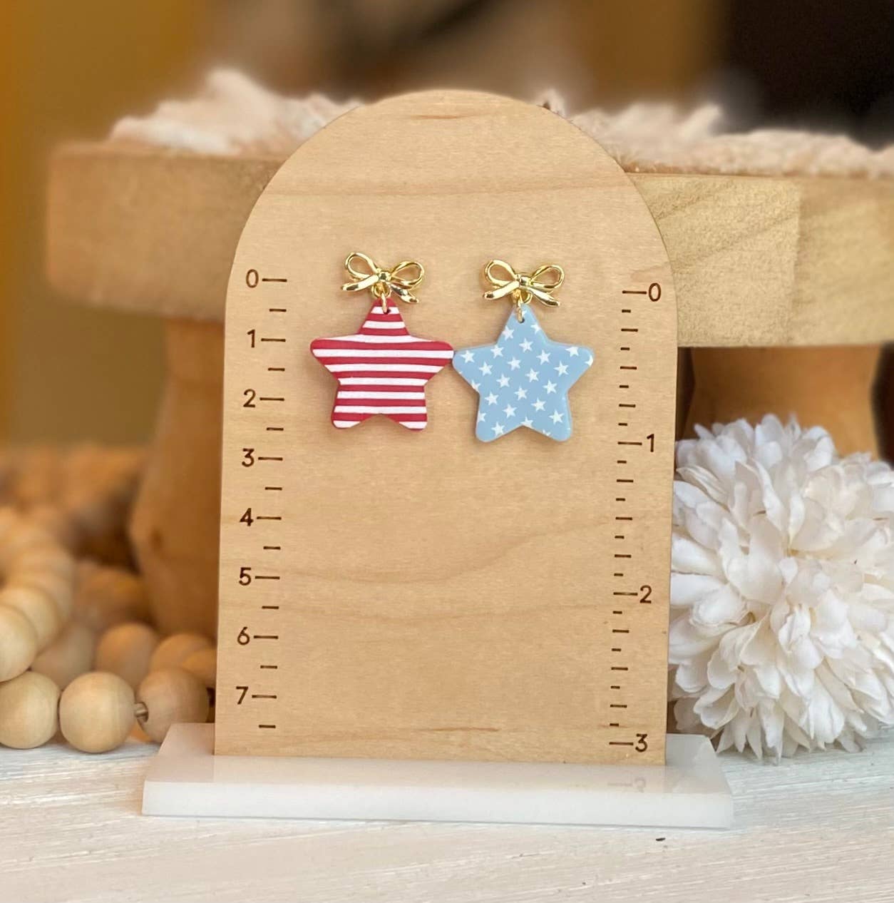 Fourth of July Handmade Earrings | Red White & Blue Earrings: Small Stars & Stripes