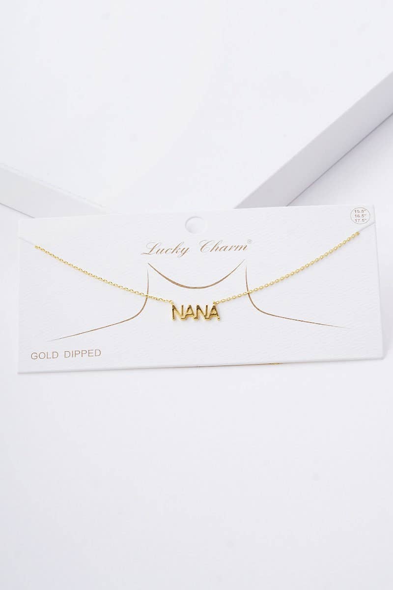 Gold Plated Bold Letter NANA Necklace: Gold